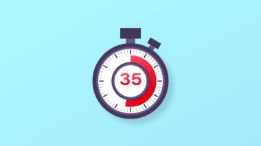 35 dakikalık zamanlayıcı. Stopwatch simgesi düz stil. Hareket grafikleri.