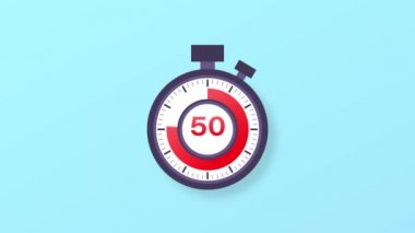 50 dakikalık zamanlayıcı. Stopwatch simgesi düz stil. Hareket grafikleri.