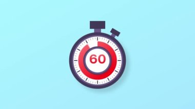 60 dakikalık zamanlayıcı. Stopwatch simgesi düz stil. Hareket grafikleri.