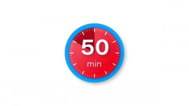 50 dakikalık zamanlayıcı. Stopwatch simgesi düz stil. Hareket grafikleri.