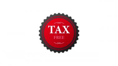 Tax free red rubber stamp on white background. Realistic object. Motion graphics.