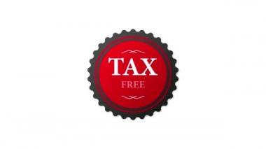 Tax free red rubber stamp on white background. Realistic object. Motion graphics.