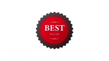 Best seller red badge. Realistic red label. Retail badge. Motion graphics.