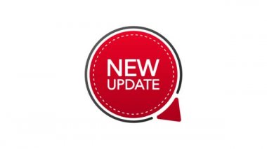 New update red label on white background. Red sticker. Motion graphics.