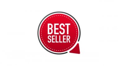 Vintage icon with red sticker best seller on white background for banner design. Motion graphics.
