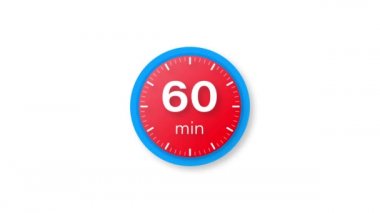 60 dakikalık zamanlayıcı. Stopwatch simgesi düz stil. Hareket grafikleri.