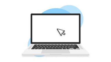 Web sitesi tasarımı için düz model dizüstü bilgisayar. Harika bir dizüstü bilgisayar, herhangi bir amaç için harika bir tasarım. Hareket grafikleri.