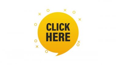 Icon with click here 3D button on white background for web marketing design. Flat deign. Social media element. Motion graphics.