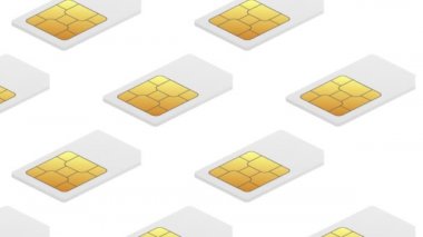 Dijital e-sim çip dijital çip. Modern bir ikon. Beyaz arka plan. Hareket grafikleri.