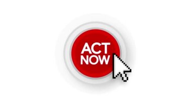 Act Now realistic button on black background. Motion graphics.