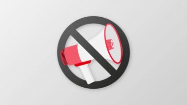 No megaphone in 3D style on white background. Motion graphics.