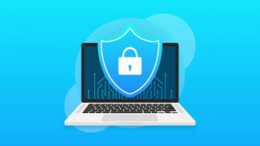 Security laptop, protection icon. Motion graphics.