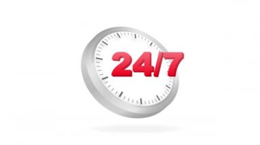 24 hours support in abstract style on white background. Customer service. Online support call center. Motion graphics.
