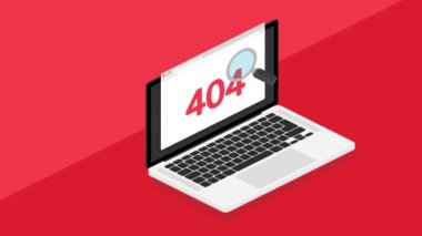 404 error page not found isolated in red background. Motion graphics.