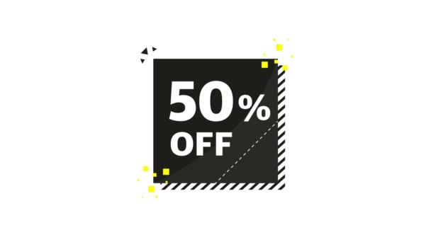 50 percent discount stamp on white background. Sign, label, sticker. Motion graphics. — Stock Video