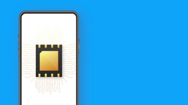 Digital e sim chip placa-mãe chip digital. Ícone moderno. Fundo branco. Símbolo do ícone de comunicação. Gráficos de movimento. — Vídeo de Stock