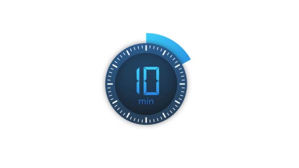 The 10 minutes timer. Stopwatch icon in flat style.Motion graphics. — Stock Video