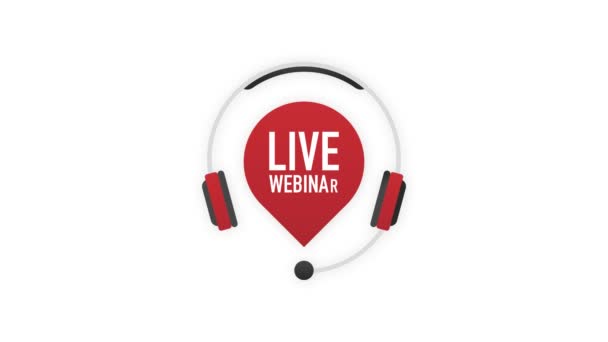Live webinar icon on white background. Play video. Motion graphics. — Stock Video