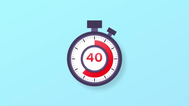 Der 40-Minuten-Timer. Stoppuhr-Symbol im flachen Stil. Bewegungsgrafik. — Stockvideo