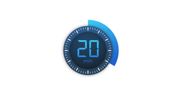 De timer van 20 minuten. Stopwatch pictogram in platte stijl.Motion graphics. — Stockvideo