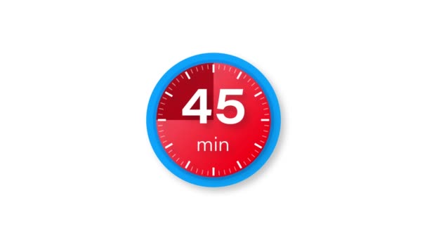 Il timer dei 45 minuti. Icona del cronometro in stile piatto. Grafica del movimento. — Video Stock