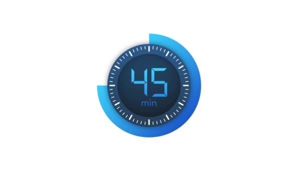 De timer van 45 minuten. Stopwatch icoon in platte stijl. Bewegingsgrafiek. — Stockvideo