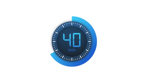 The 40 minutes timer. Stopwatch icon in flat style. Motion graphics. — Stock Video