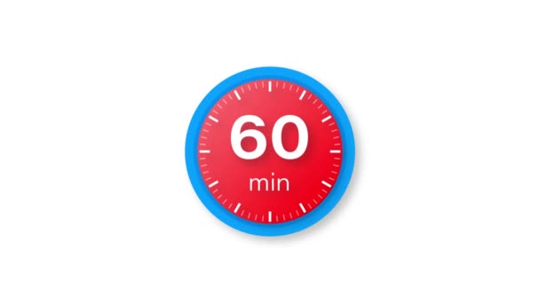 De timer van 60 minuten. Stopwatch icoon in platte stijl. Bewegingsgrafiek. — Stockvideo