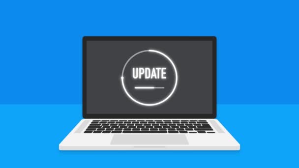 Data update or synchronize with bar process. Update on laptop and smartphone. Motion graphics. — Stock Video