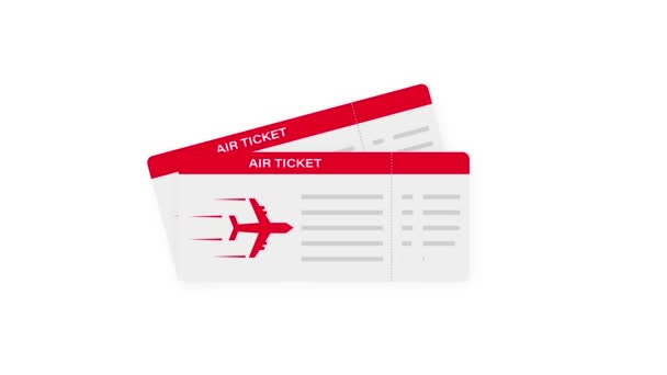 Design moderno e realistico dei biglietti aerei con orario di volo e nome del passeggero. Grafica del movimento. — Video Stock
