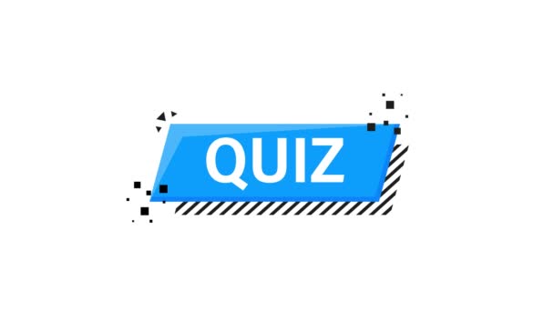 Quiz blå banner i 3D-stil på vit bakgrund. Rörlig grafik. — Stockvideo