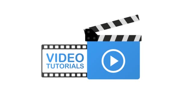 Icona video tutorial su sfondo bianco. Grafica del movimento. — Video Stock