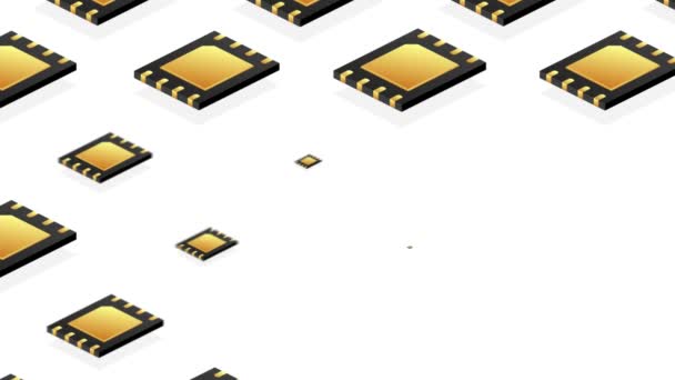 Digitale e sim chip moederbord digitale chip. Modern icoon. Witte achtergrond. Bewegingsgrafiek. — Stockvideo