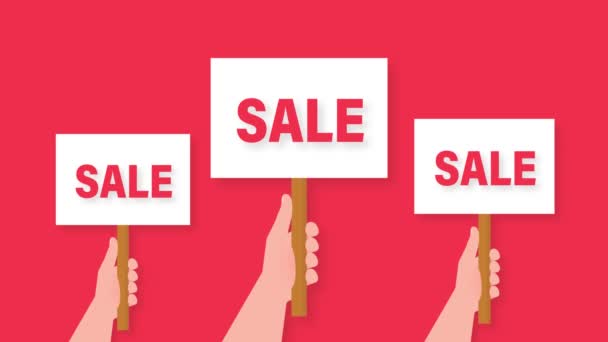 Sale placard hand, great design for any purposes. Motion graphics. Web design. — Stock Video