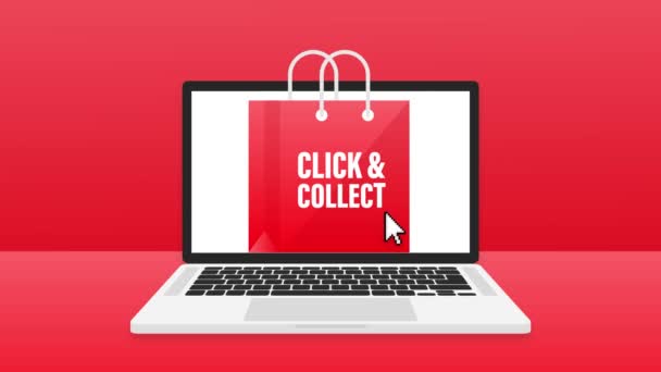 Click collect for marketing design. Store label. Click button. Motion graphics. — Stock Video