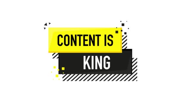 Le contenu est roi, icône plate, sur un fond blanc. Graphiques de mouvement. — Video