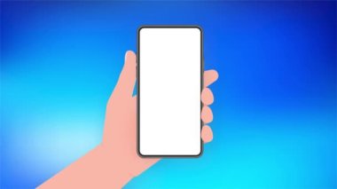 El ele tutuşup ekranı düzelt. Telefon beyaz arkaplanda. Hareket grafikleri.