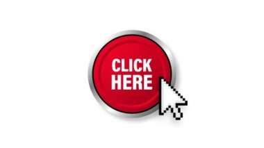Icon with click here 3D button on dark background for web marketing design. Flat deign. Social media element. Motion graphics.