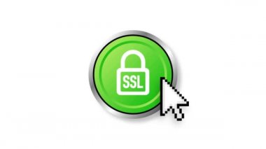 SSL encryption button. Secure icon. Motion graphics.