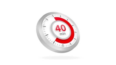 40 dakikalık zamanlayıcı. Stopwatch simgesi düz stil. Hareket grafikleri.