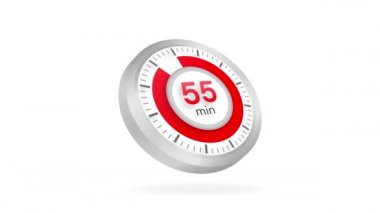 55 dakikalık zamanlayıcı. Stopwatch simgesi düz stil. Hareket grafikleri.