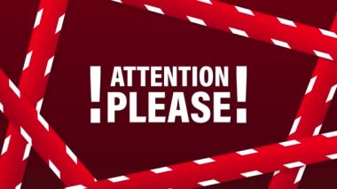 Lütfen dikkat, önemli bir duyuru illüstrasyonu. Hareket grafikleri.