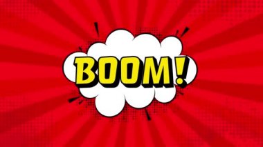 Boom in vintage style. Cartoon style . Pop art. Motion graphics. Wow effect.