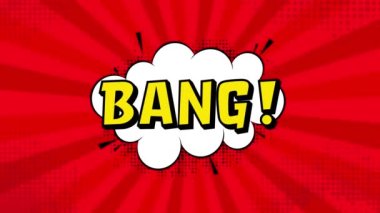 Bang bang in vintage style. Cartoon style . Motion graphics. Wow effect.