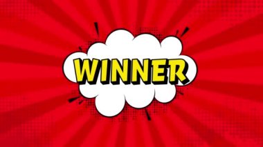 3d retro winner for banner design. Win prize. Pop style. Retro template for game background design. Motion graphics.