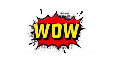 wow in vintage style. Cartoon style . Pop art. Motion graphics. Wow effect.