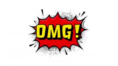 Omg in vintage style. Cartoon style . Pop art. Motion graphics. Wow effect.