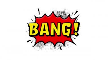 Bang bang in vintage style. Cartoon style . Motion graphics. Wow effect.