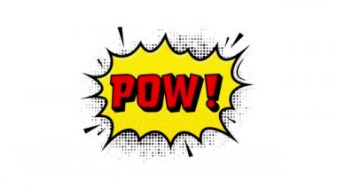 Pow in vintage style. Cartoon style . Pop art. Motion graphics. Wow effect.