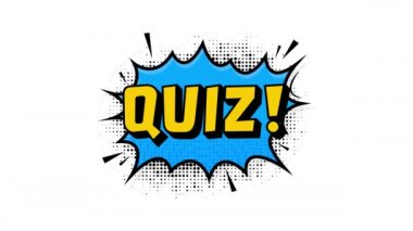 Quiz blue banner in flat style. Loudspeacker. Motion graphics.